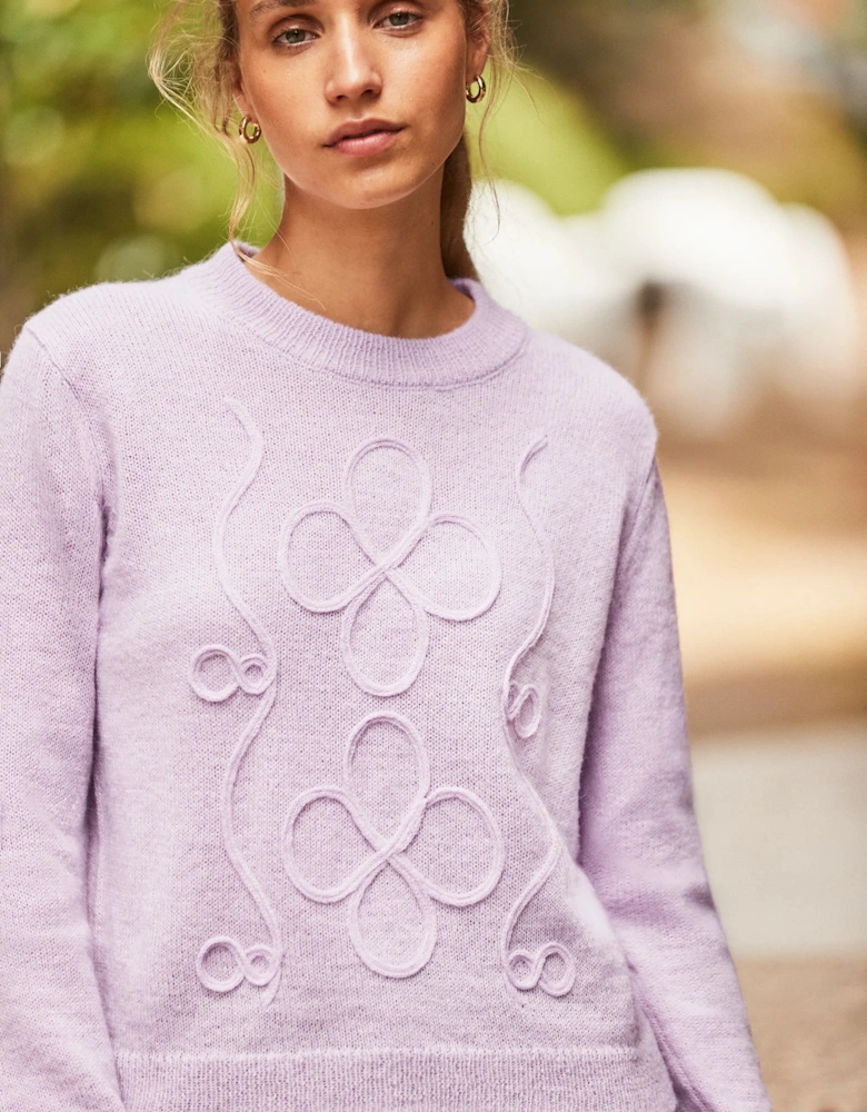 Lilac Applique Knit Jumper with Alpaca