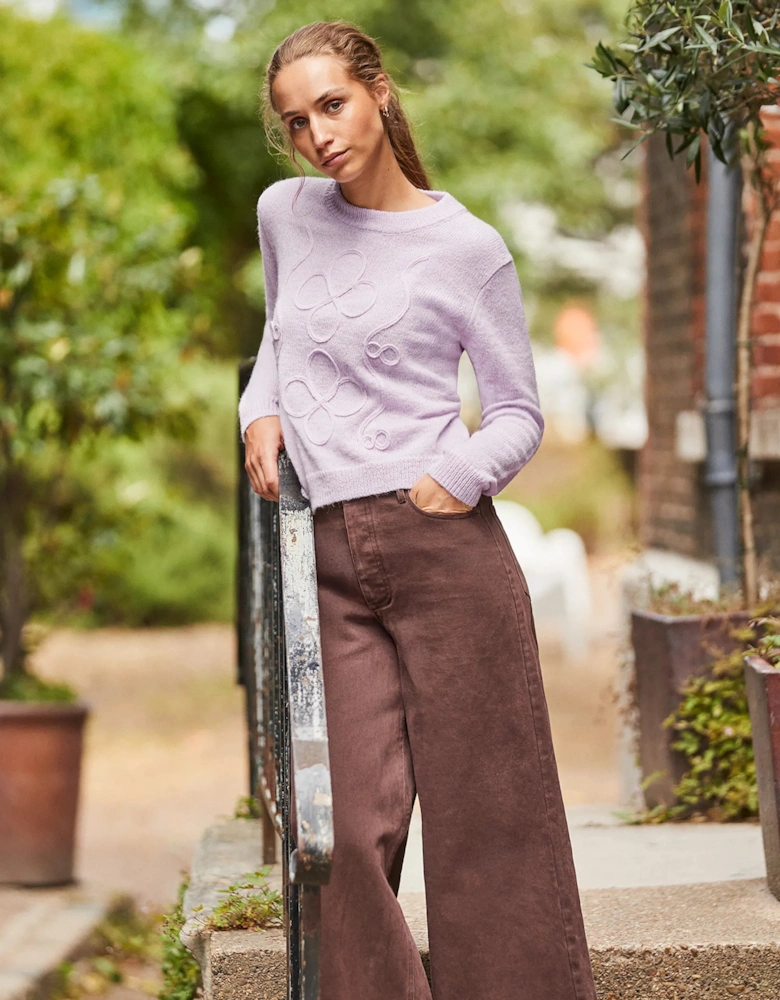 Lilac Applique Knit Jumper with Alpaca