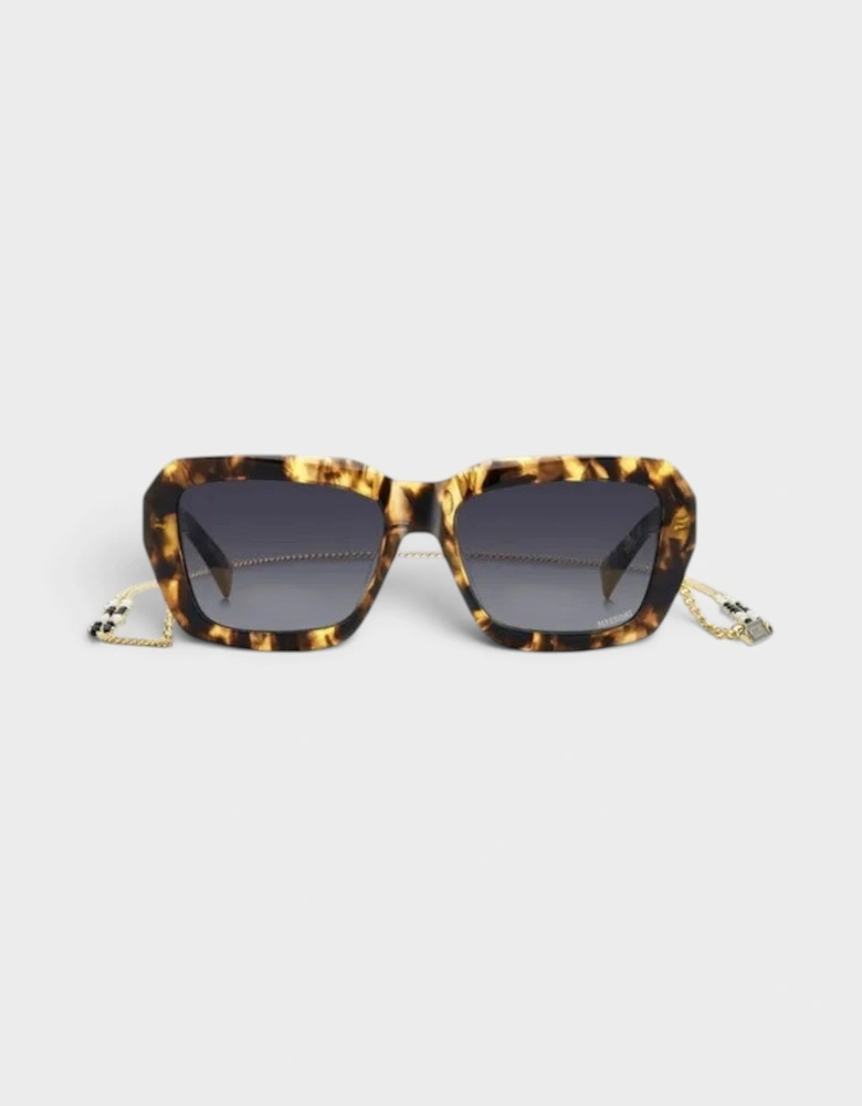 Rectangular Round Sunglasses Brown