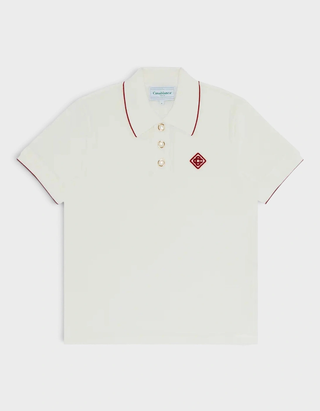 Logo Rib Velour Polo White