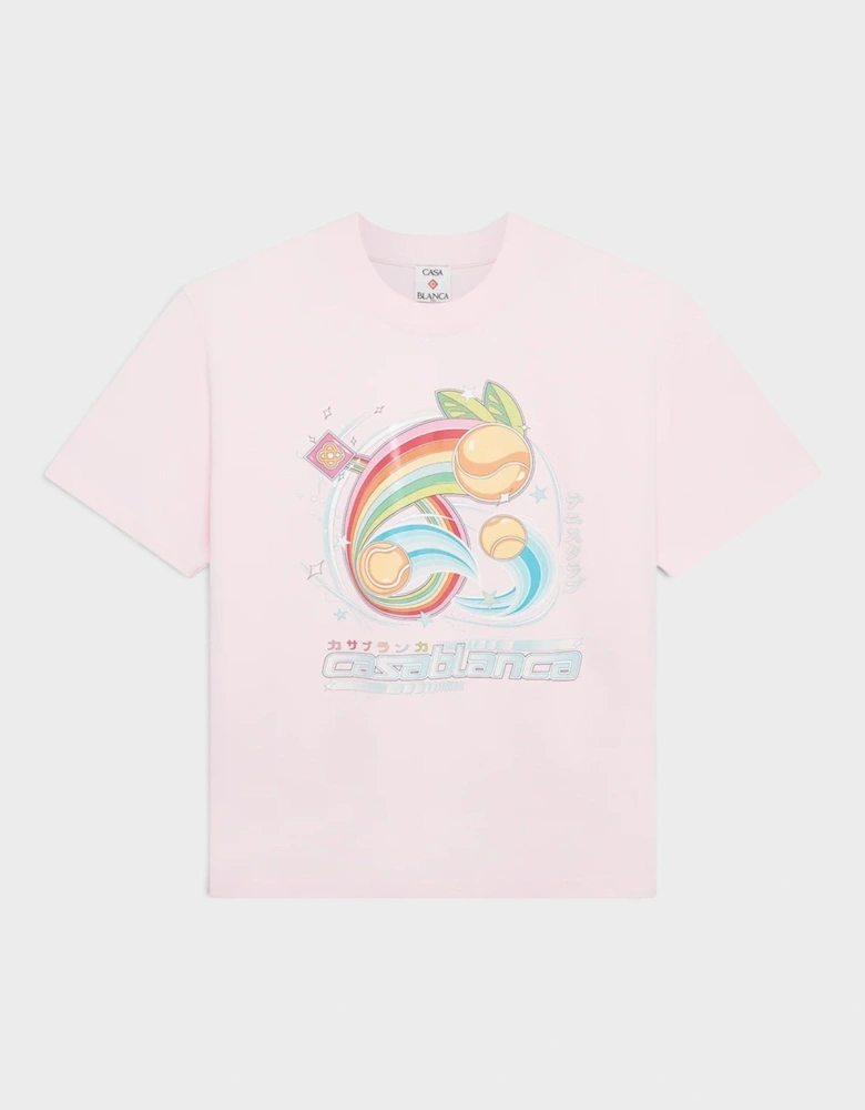 Manga Tennis Ball Printed T-Shirt Pale Pink