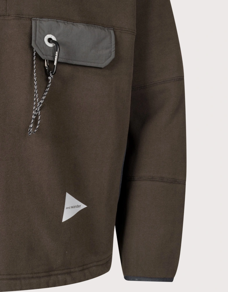 Relaxed Fit Button Placket Overhead Sweatshirt