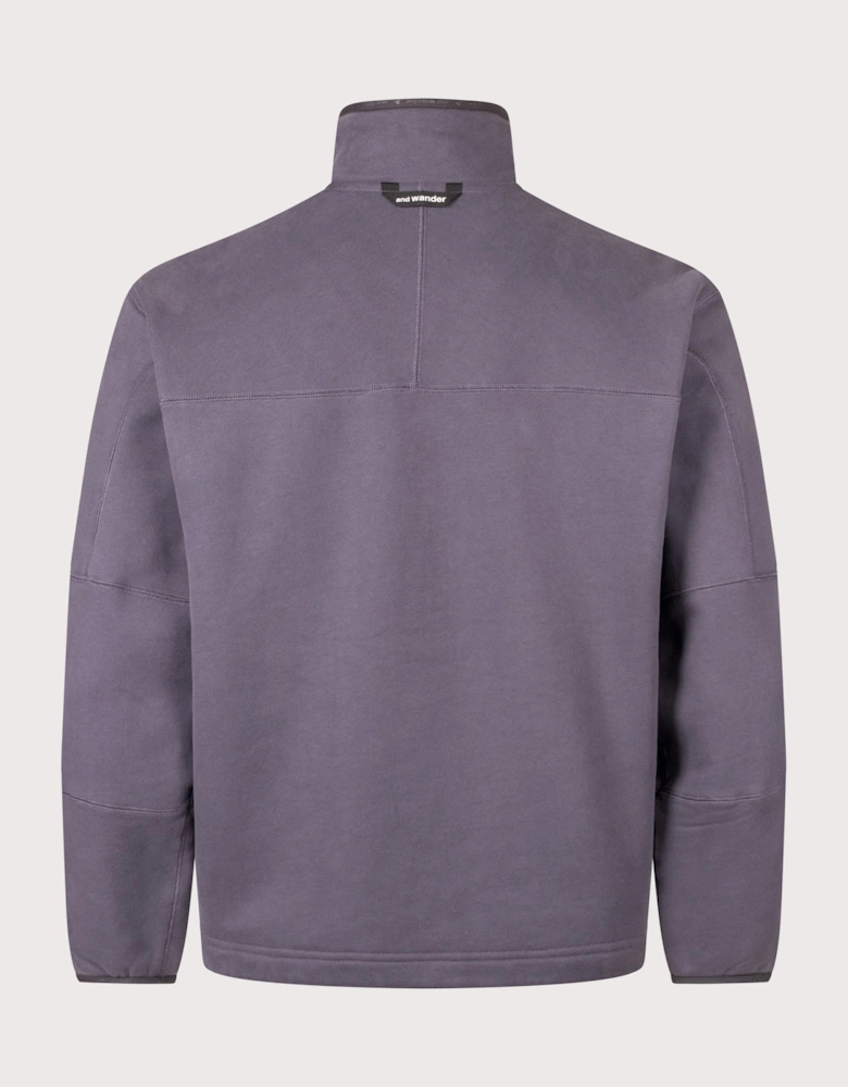 Relaxed Fit Button Placket Overhead Sweatshirt