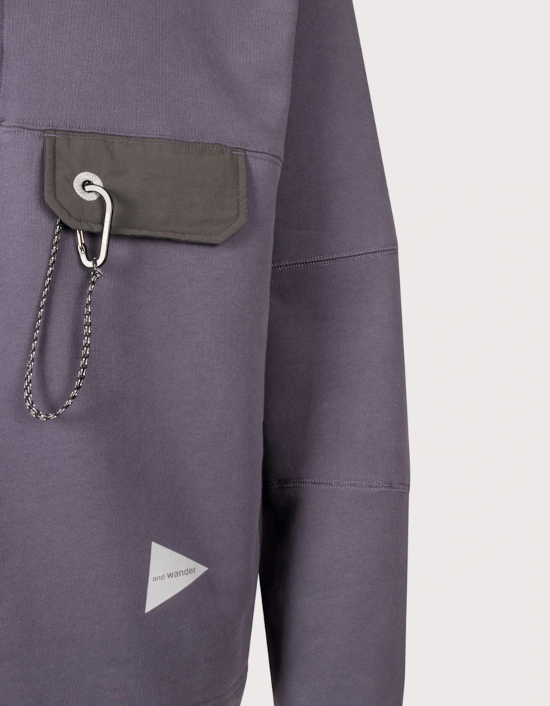 Relaxed Fit Button Placket Overhead Sweatshirt