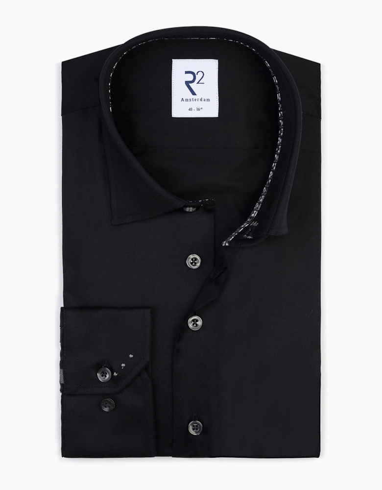 R2 BUTTON UNDER LONG SLEEVE SHIRT BLACK