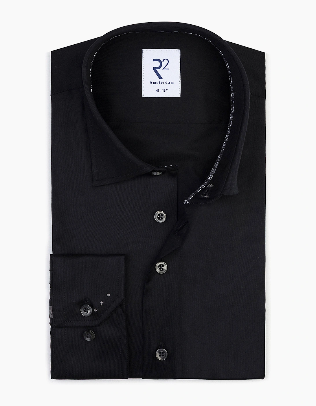 R2 BUTTON UNDER LONG SLEEVE SHIRT BLACK