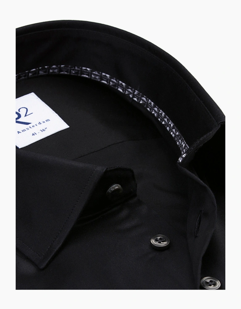 R2 BUTTON UNDER LONG SLEEVE SHIRT BLACK