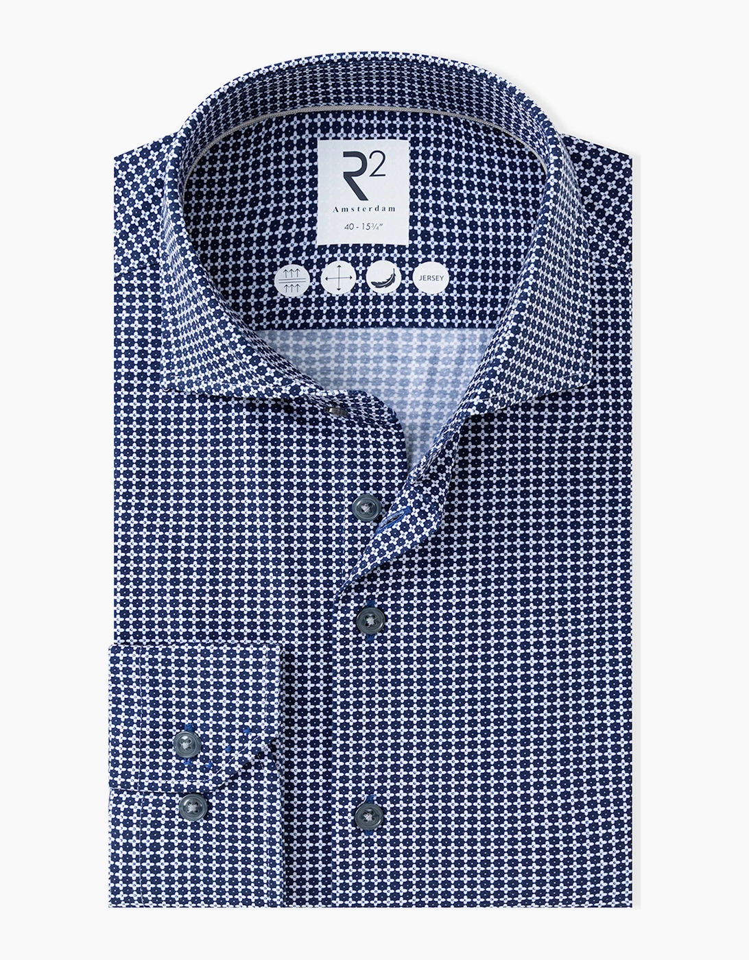 R2 CUT AWAY COLLAR LONG SLEEVE SHIRT BLUE