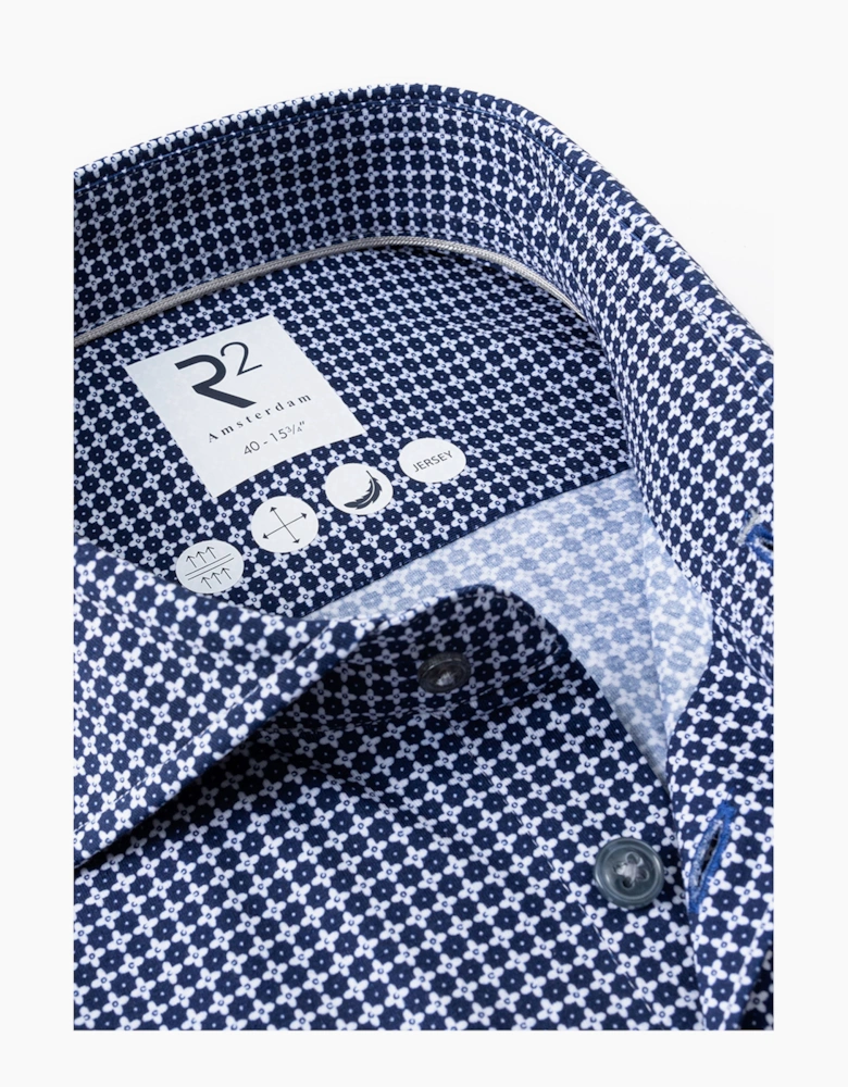 R2 CUT AWAY COLLAR LONG SLEEVE SHIRT BLUE