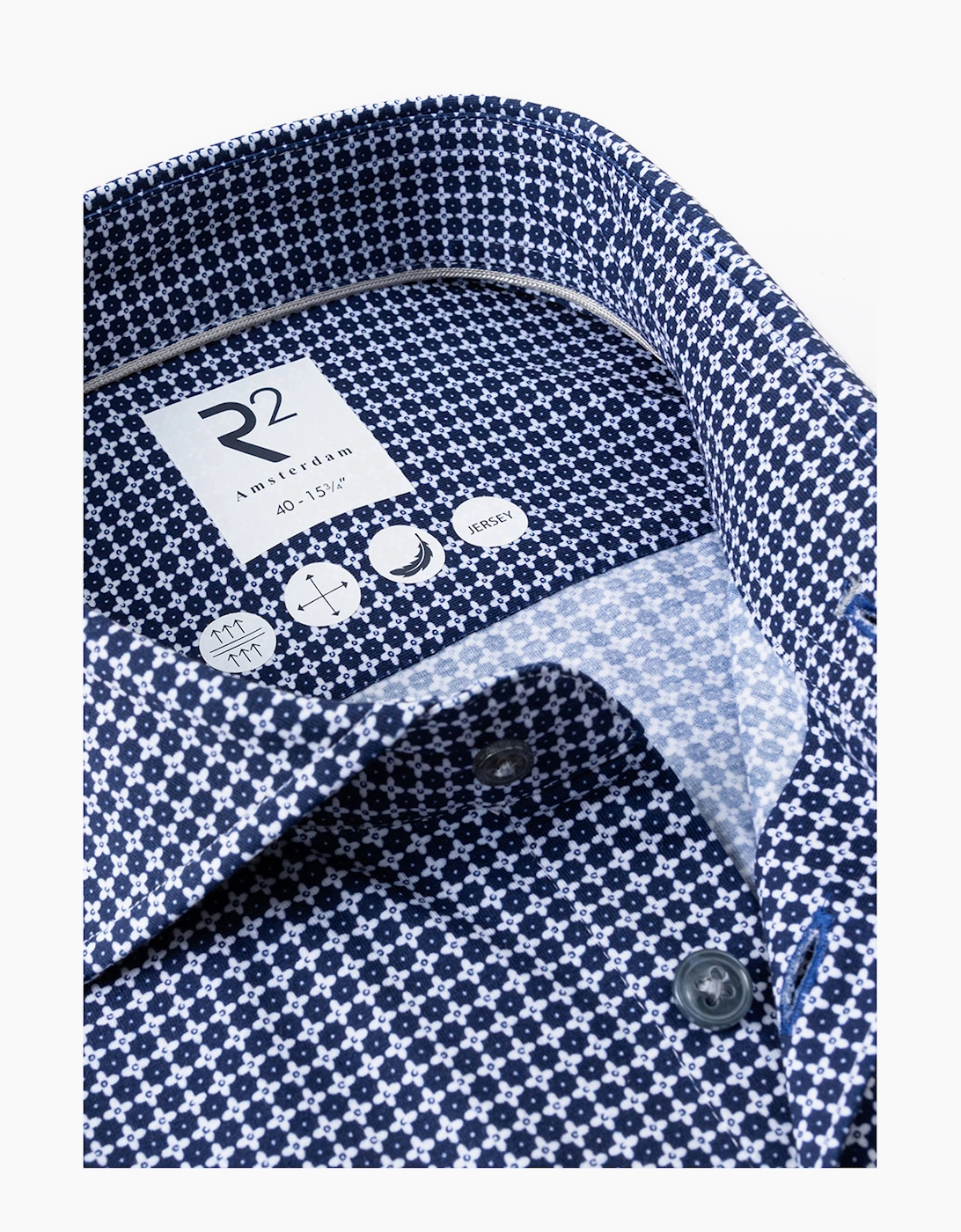 R2 CUT AWAY COLLAR LONG SLEEVE SHIRT BLUE