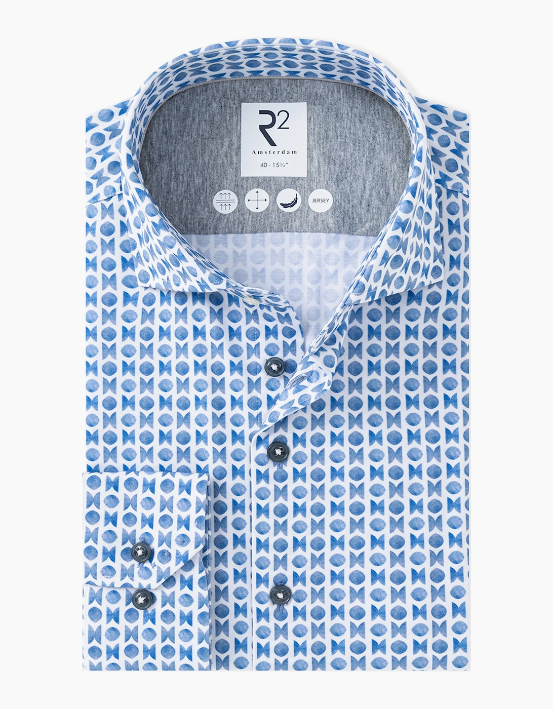 R2 CUT AWAY COLLAR LONG SLEEVE SHIRT LIGHT BLUE