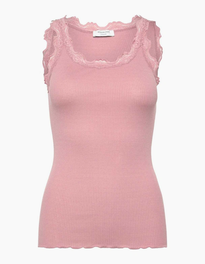 Babette sleeveless  U neck top in woodrose