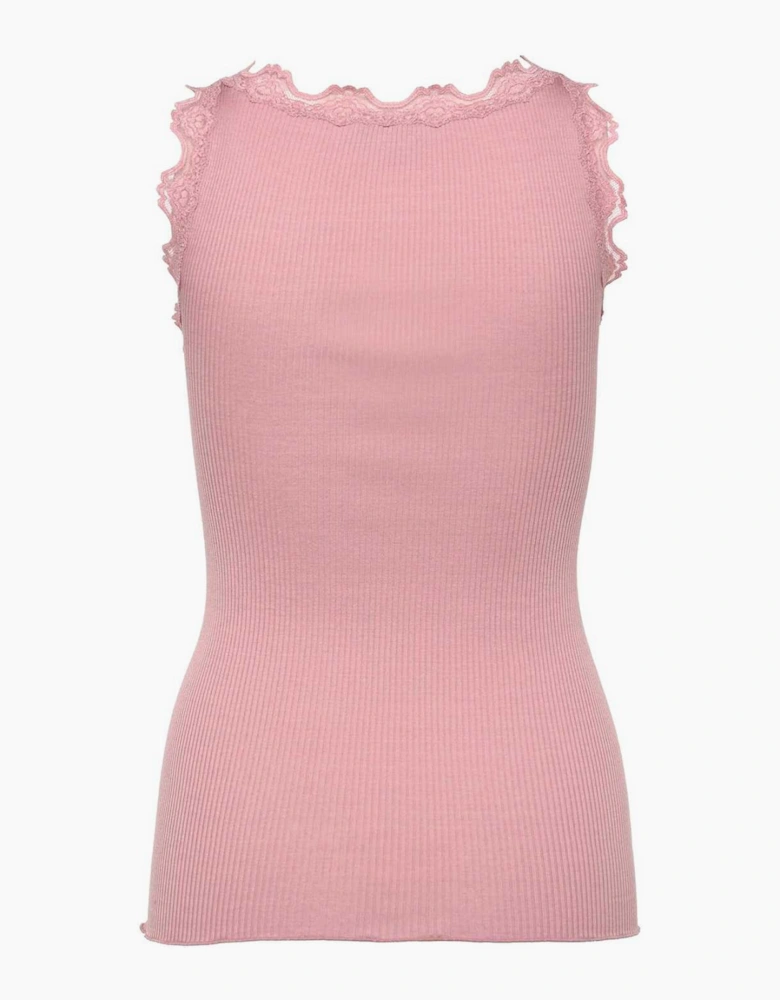 Babette sleeveless  U neck top in woodrose
