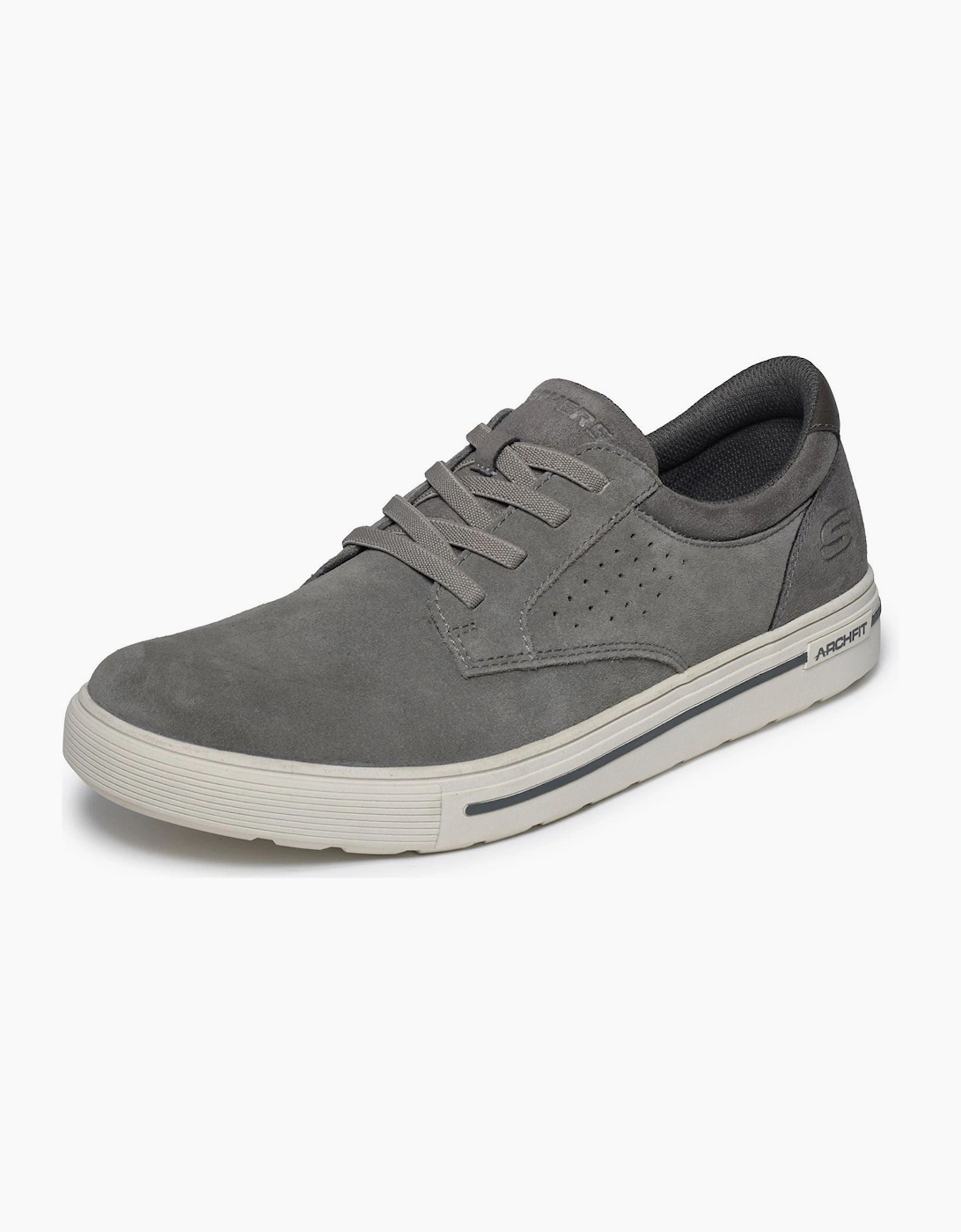 Skechers Arch Fit Solano 2.0 Rey Leather Men's Grey Lace-Up Shoes