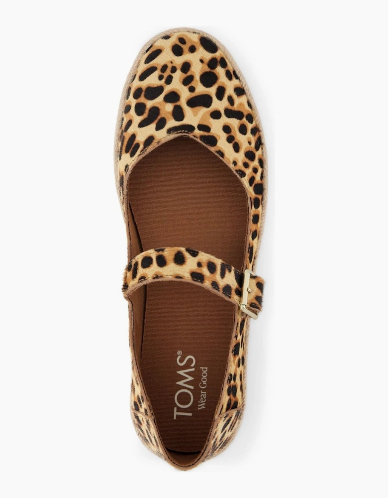 TOMS Carolina Mary Jane Leather Women's Leopard Print Espadrilles