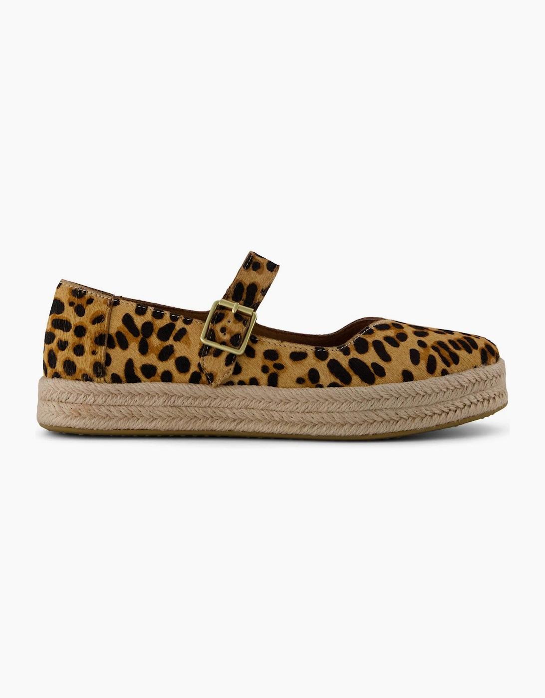 TOMS Carolina Mary Jane Leather Women's Leopard Print Espadrilles