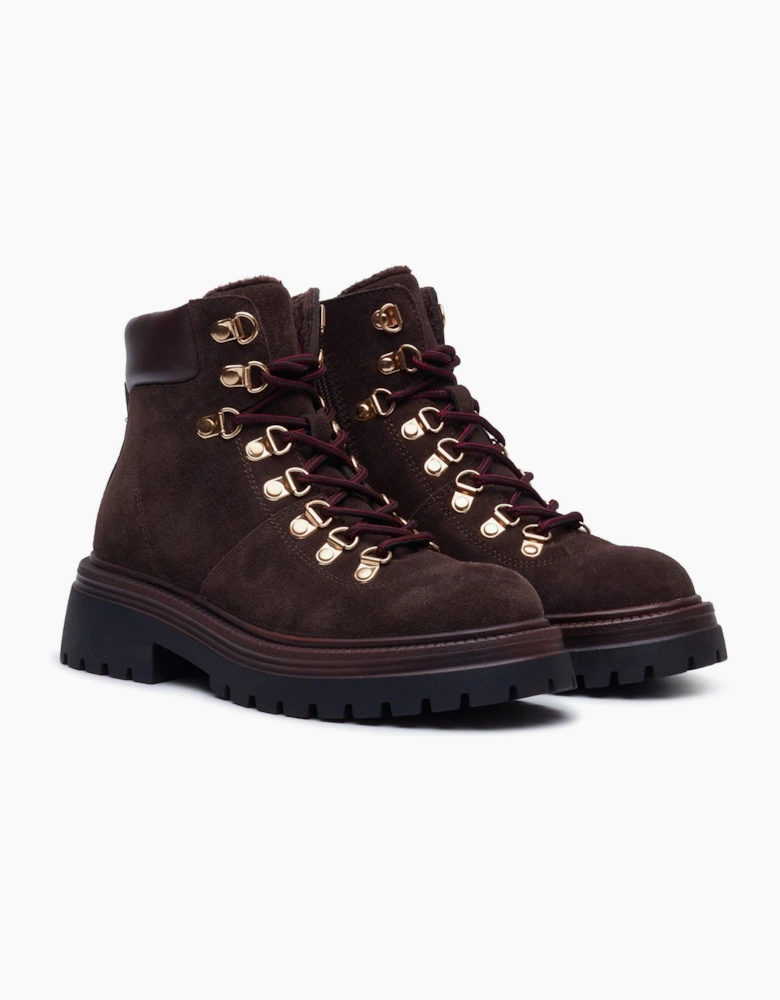 Hush Puppies Robyn Hiker Suede Women's Chocolate Heeled Ankle Boots