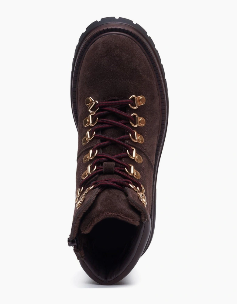 Hush Puppies Robyn Hiker Suede Women's Chocolate Heeled Ankle Boots