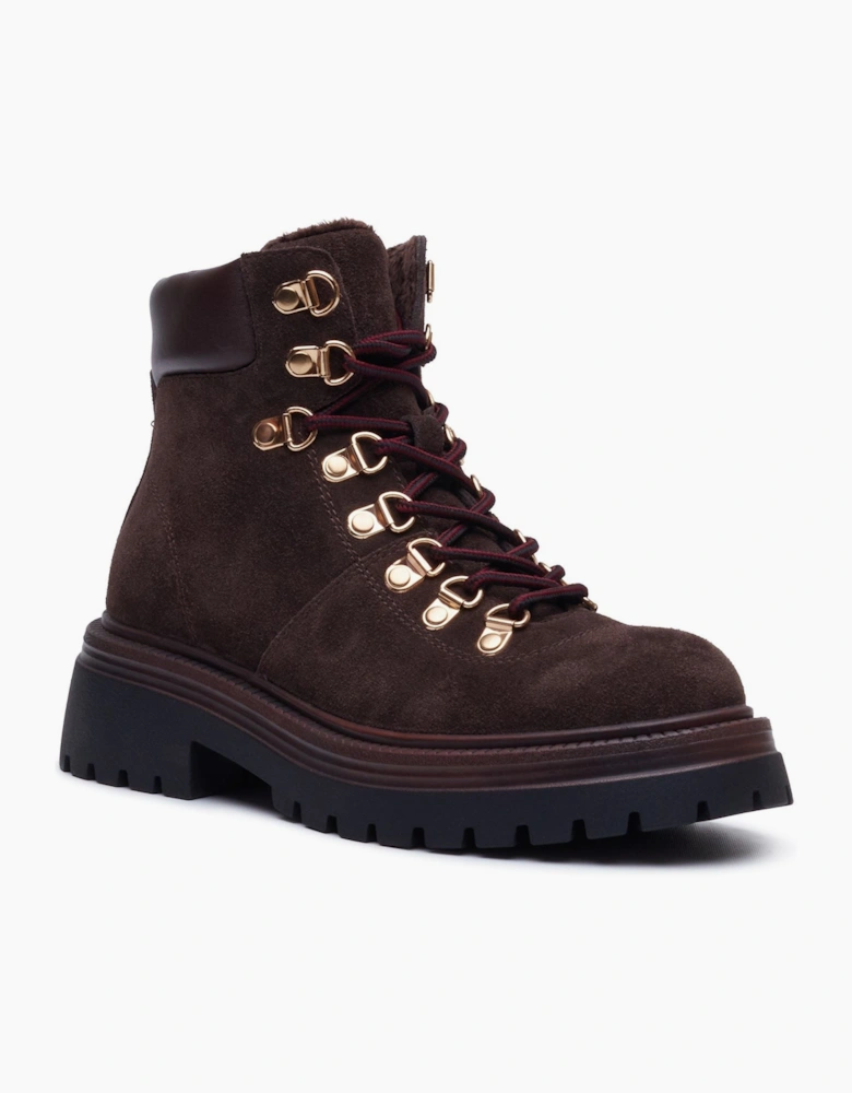 Hush Puppies Robyn Hiker Suede Women's Chocolate Heeled Ankle Boots