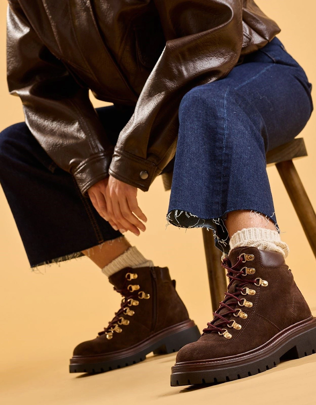 Hush Puppies Robyn Hiker Suede Women's Chocolate Heeled Ankle Boots