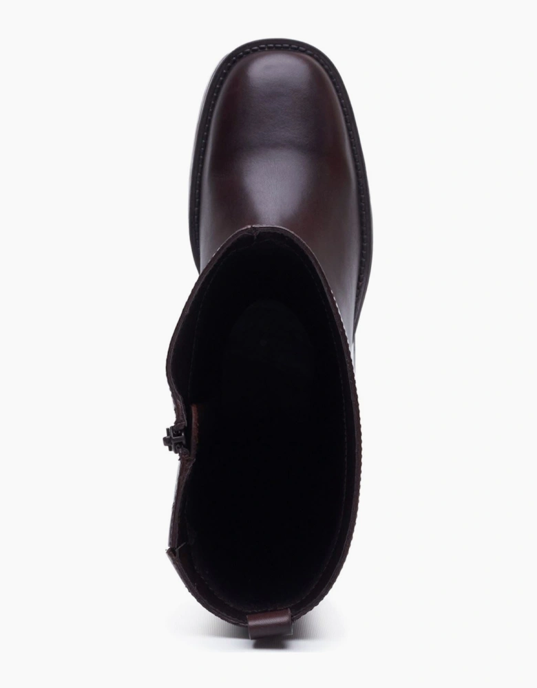Hush Puppies Antonia Long Leather Women's Chocolate Heeled Knee High Boots