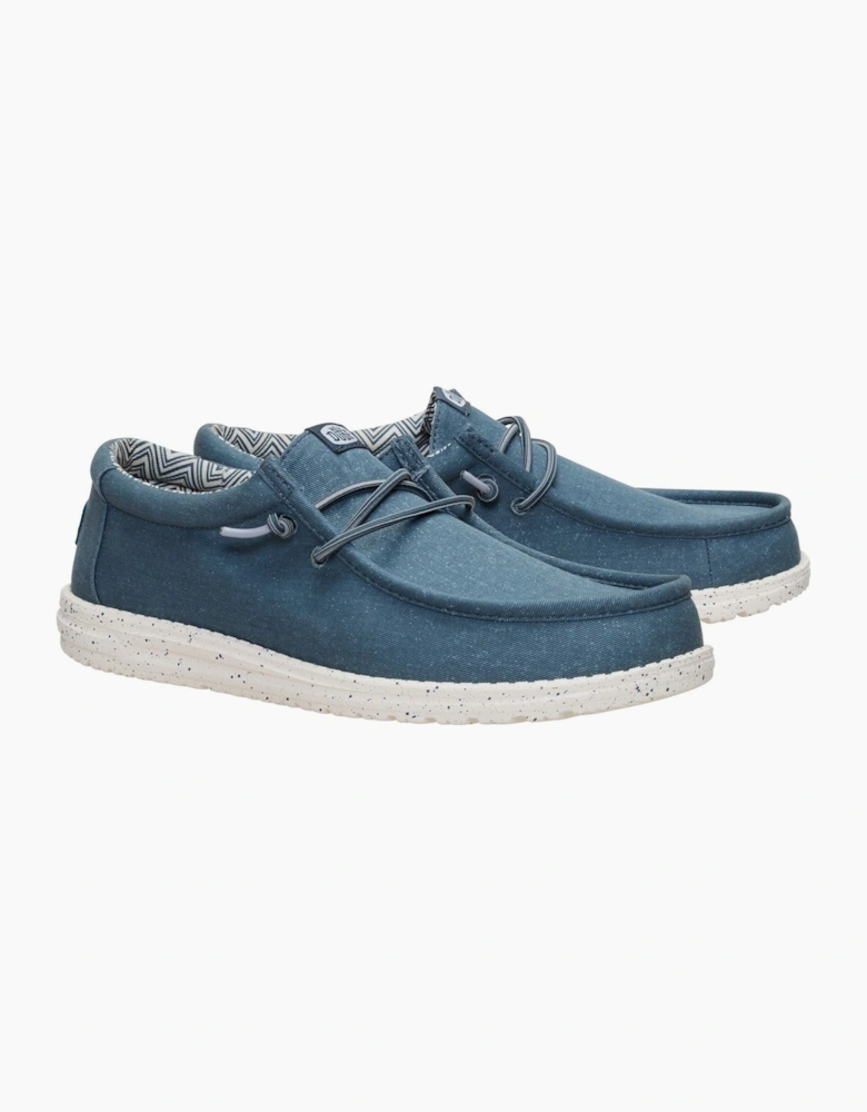 HEYDUDE Wally Stretch Cotton Men's Dark Slate Moccasins Shoes