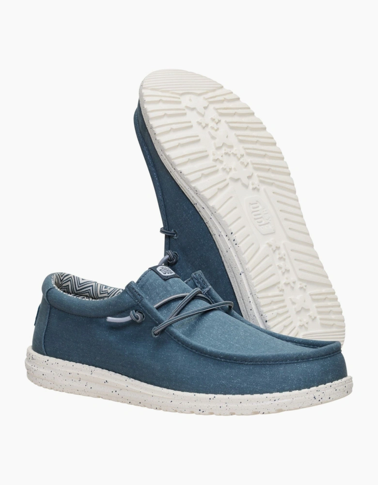 HEYDUDE Wally Stretch Cotton Men's Dark Slate Moccasins Shoes