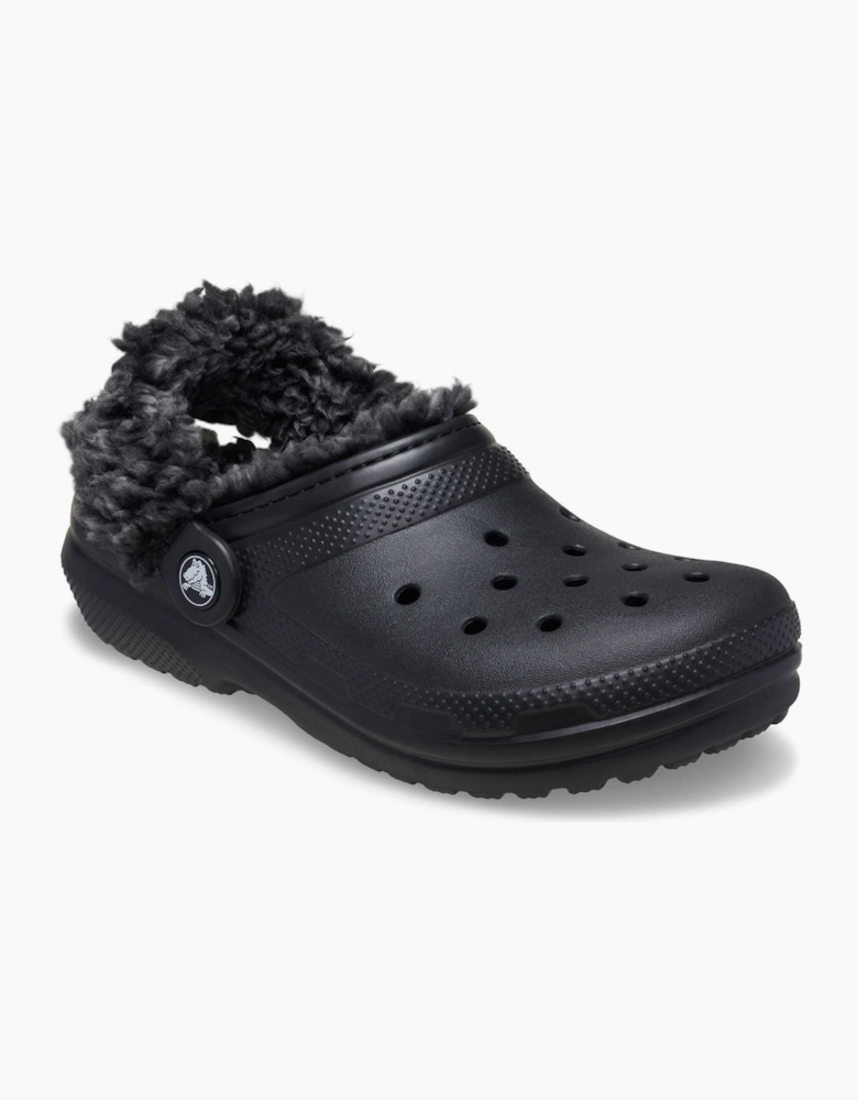 Crocs Classic Fleece Lined Textile Blend Kids Black Clogs