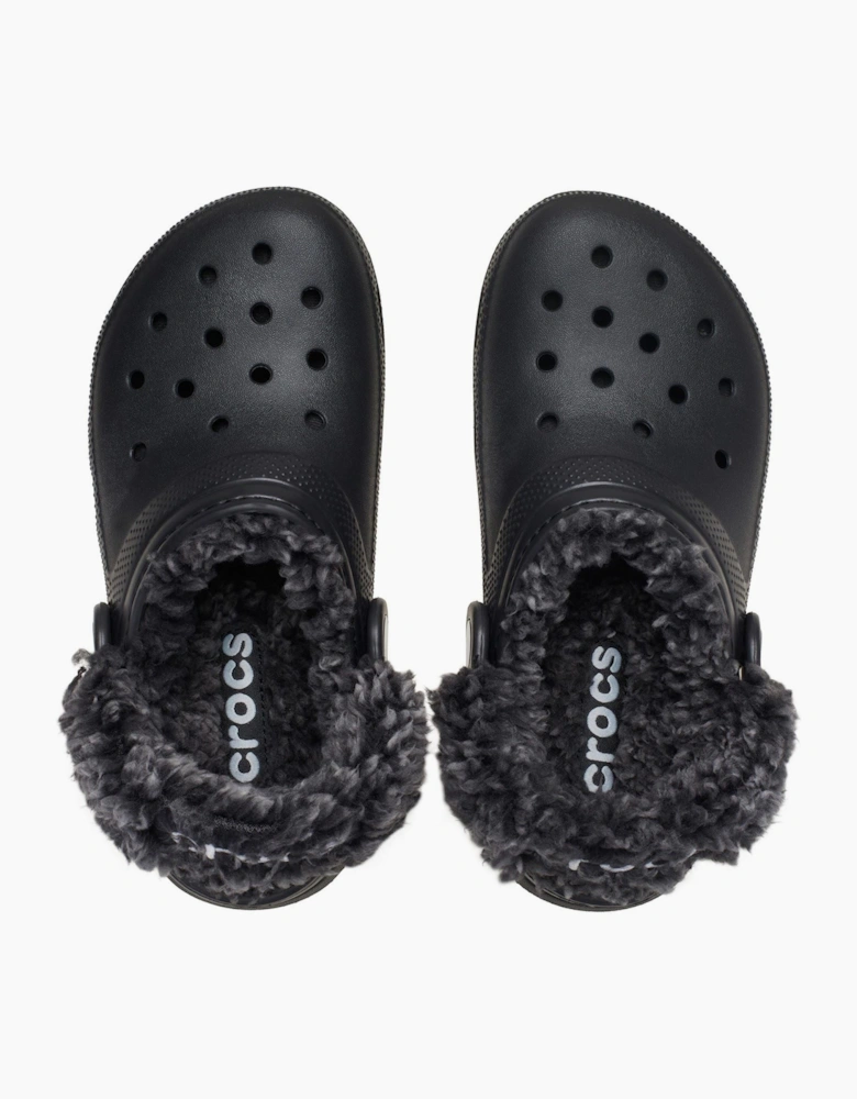 Crocs Classic Fleece Lined Textile Blend Kids Black Clogs