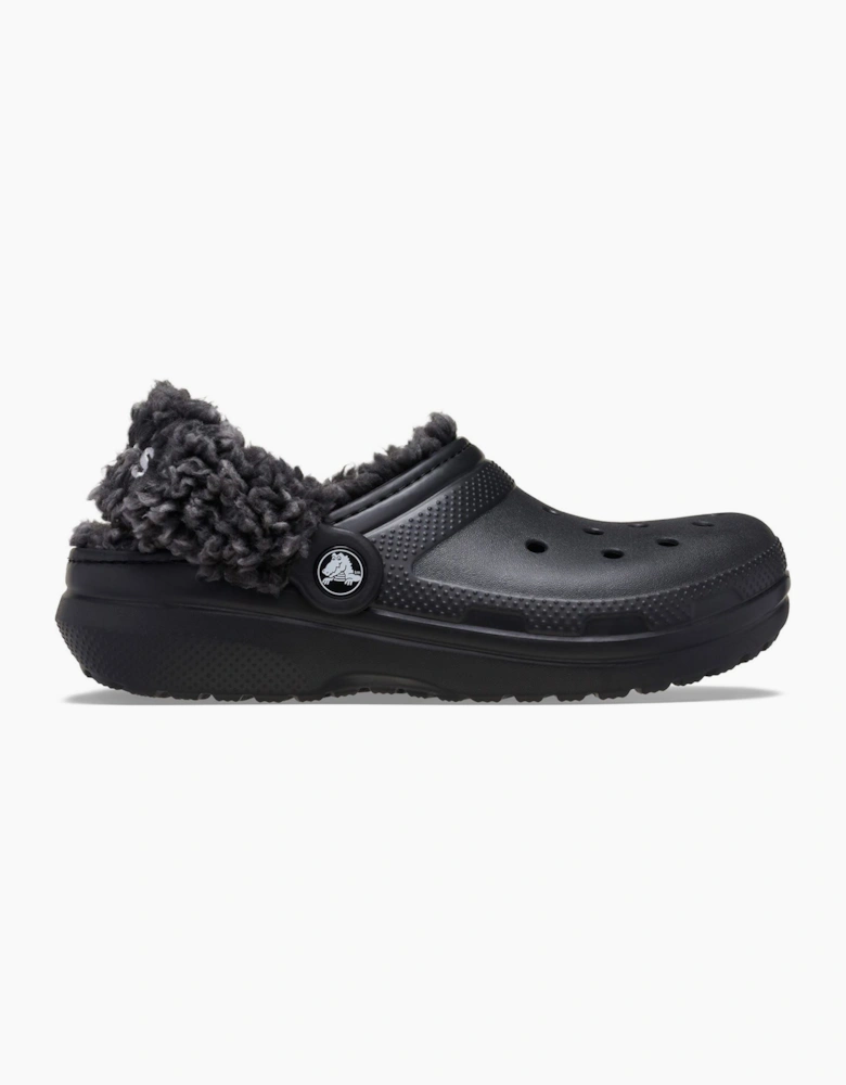 Crocs Classic Fleece Lined Textile Blend Kids Black Clogs