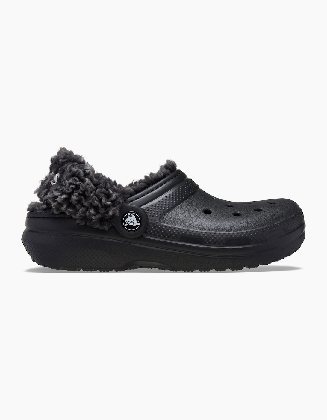 Crocs Classic Fleece Lined Textile Blend Kids Black Clogs