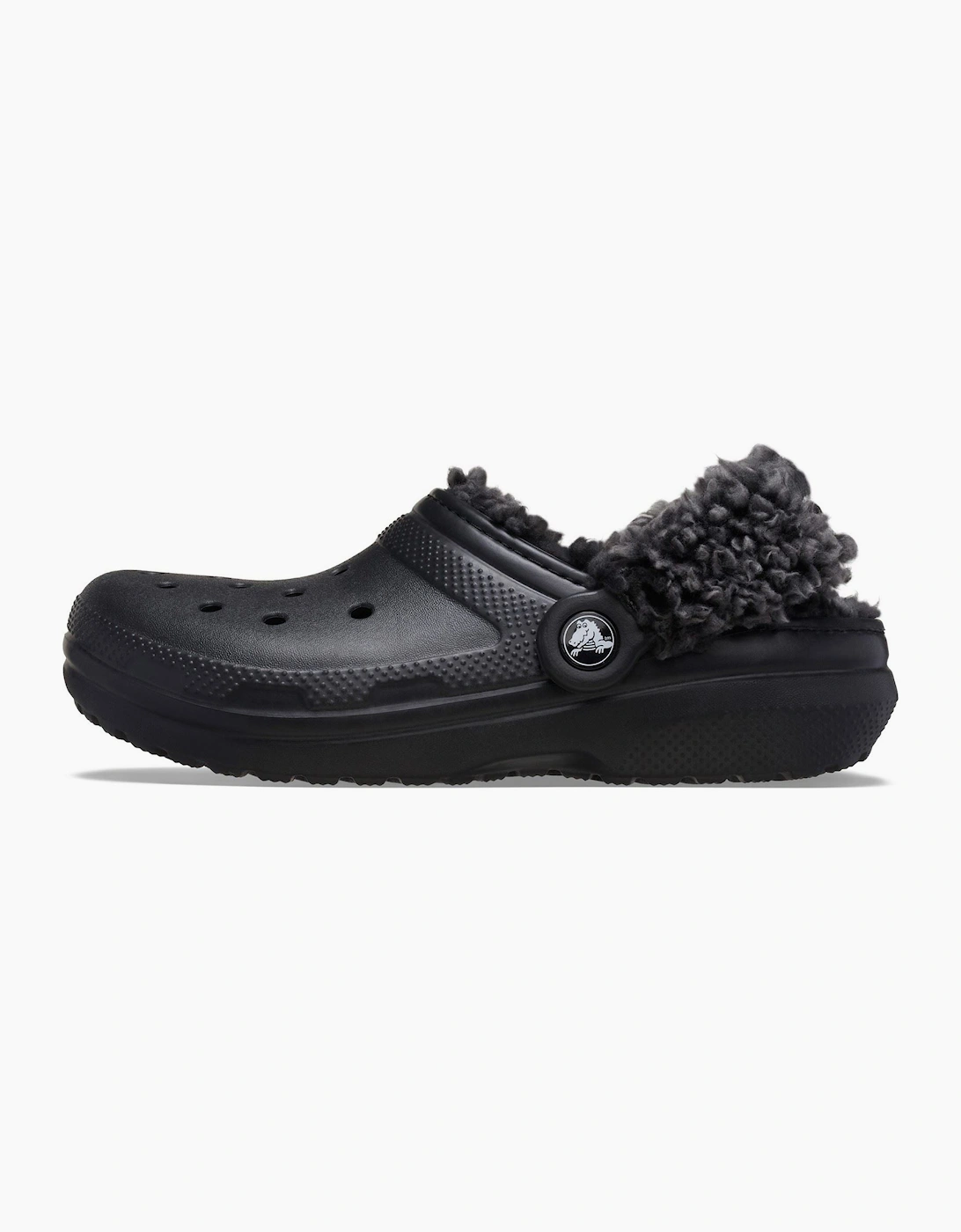 Crocs Classic Fleece Lined Textile Blend Kids Black Clogs