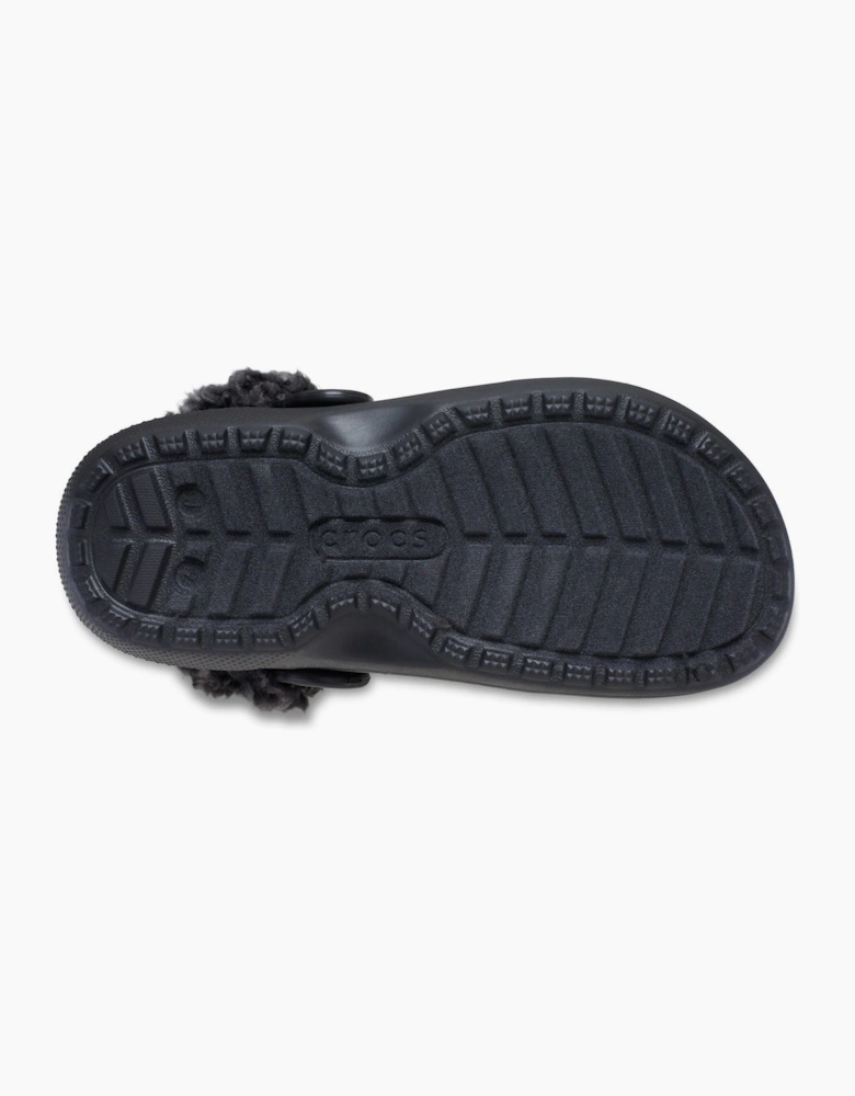 Crocs Classic Fleece Lined Textile Blend Kids Black Clogs