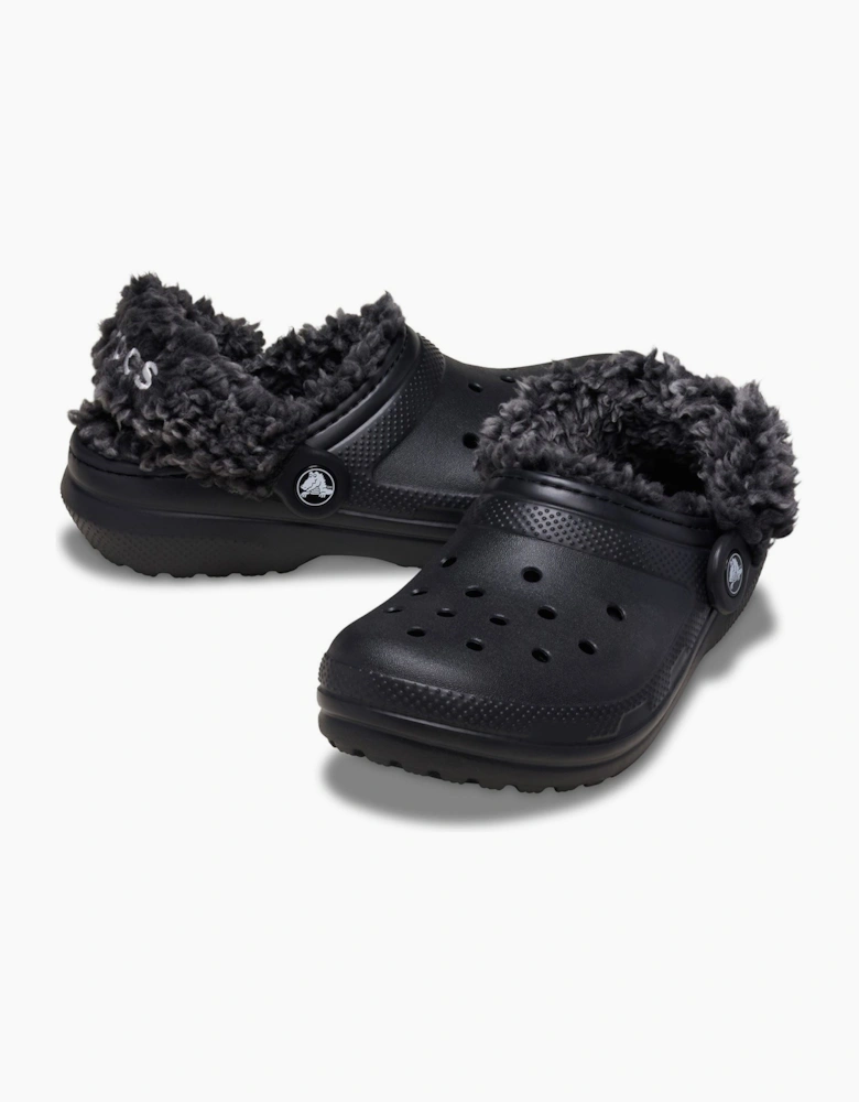 Crocs Classic Fleece Lined Textile Blend Kids Black Clogs