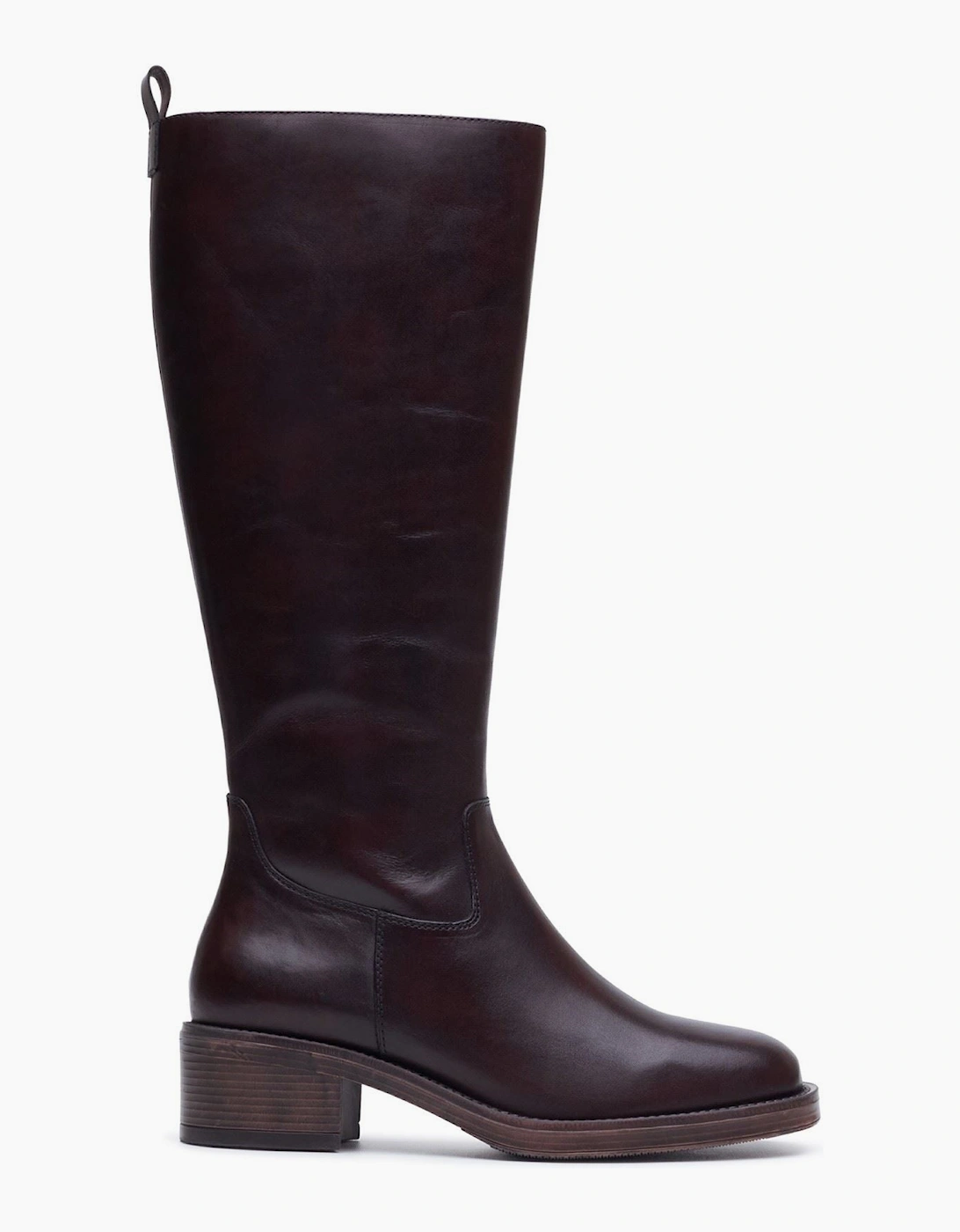 Hush Puppies Antonia Long Leather Women's Chocolate Heeled Knee High Boots