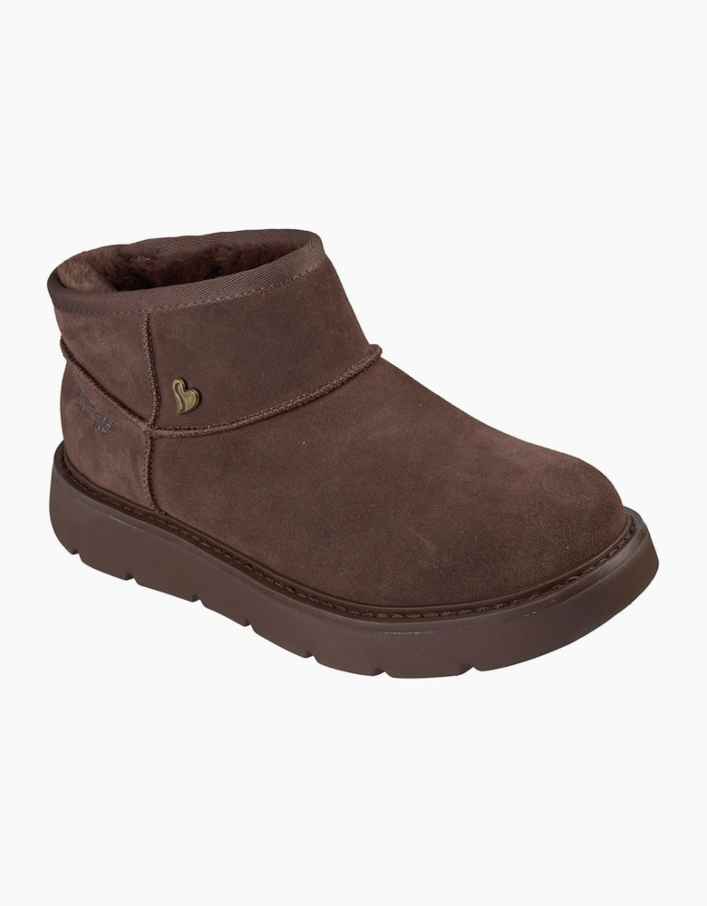 Skechers Keepsakes Cozy Mini Leather Women's Chocolate Winter Ankle Boots