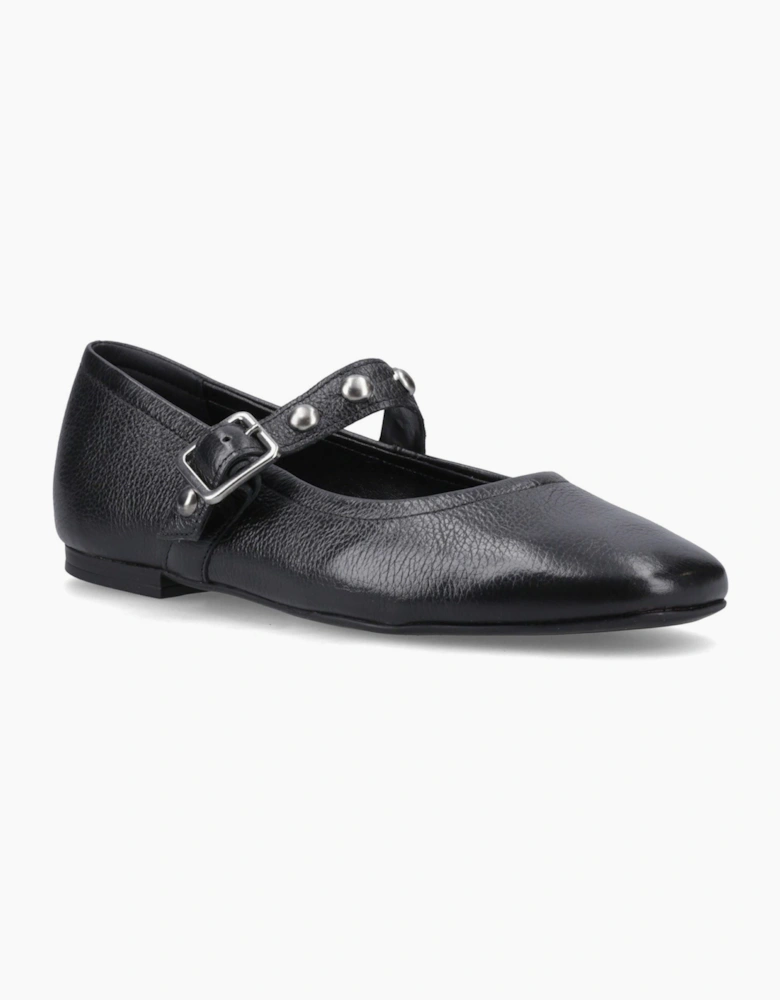 Hush Puppies Charlene Stud Ballerina Leather Women's Black Flats