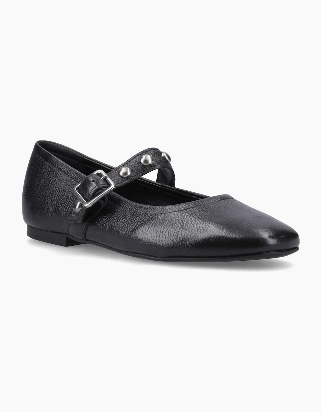 Hush Puppies Charlene Stud Ballerina Leather Women's Black Flats