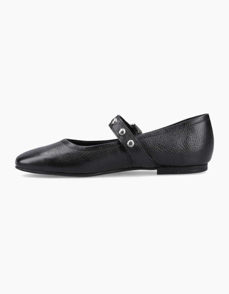 Hush Puppies Charlene Stud Ballerina Leather Women's Black Flats