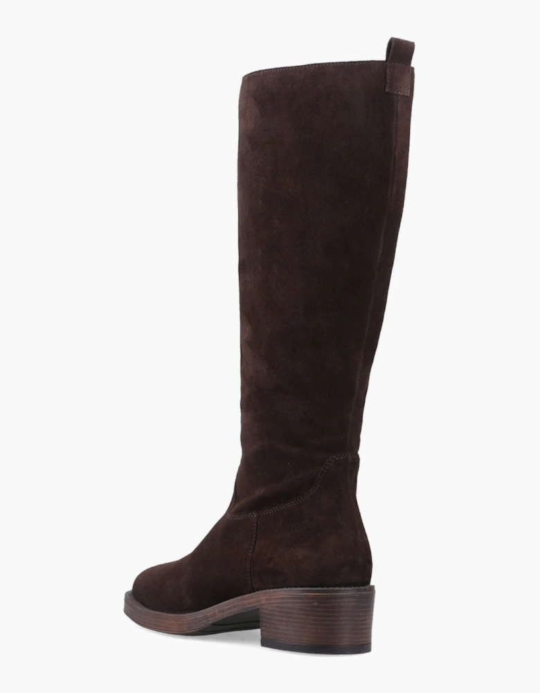 Hush Puppies Antonia Long Suede Women's Chocolate Heeled Knee High Boots