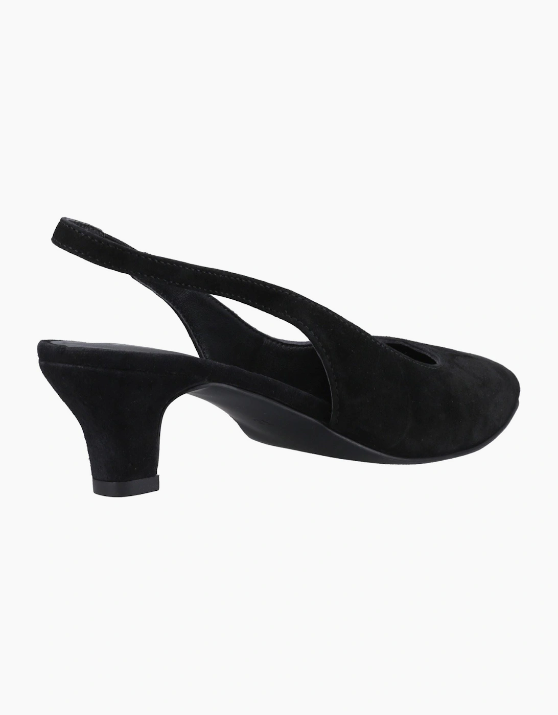 Hush Puppies Nahla Suede Heel Leather Women's Black Round Slingback Shoes