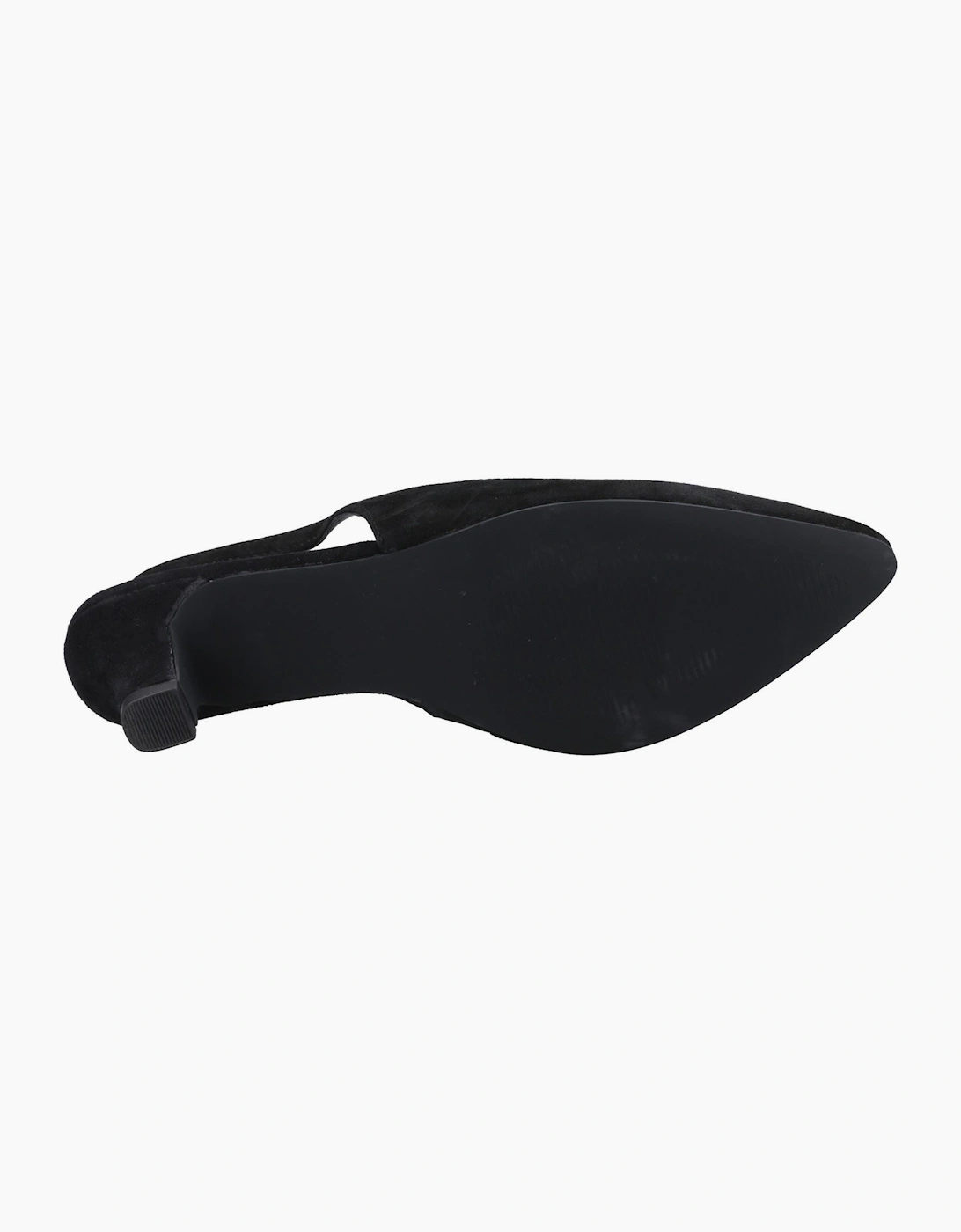 Hush Puppies Nahla Suede Heel Leather Women's Black Round Slingback Shoes