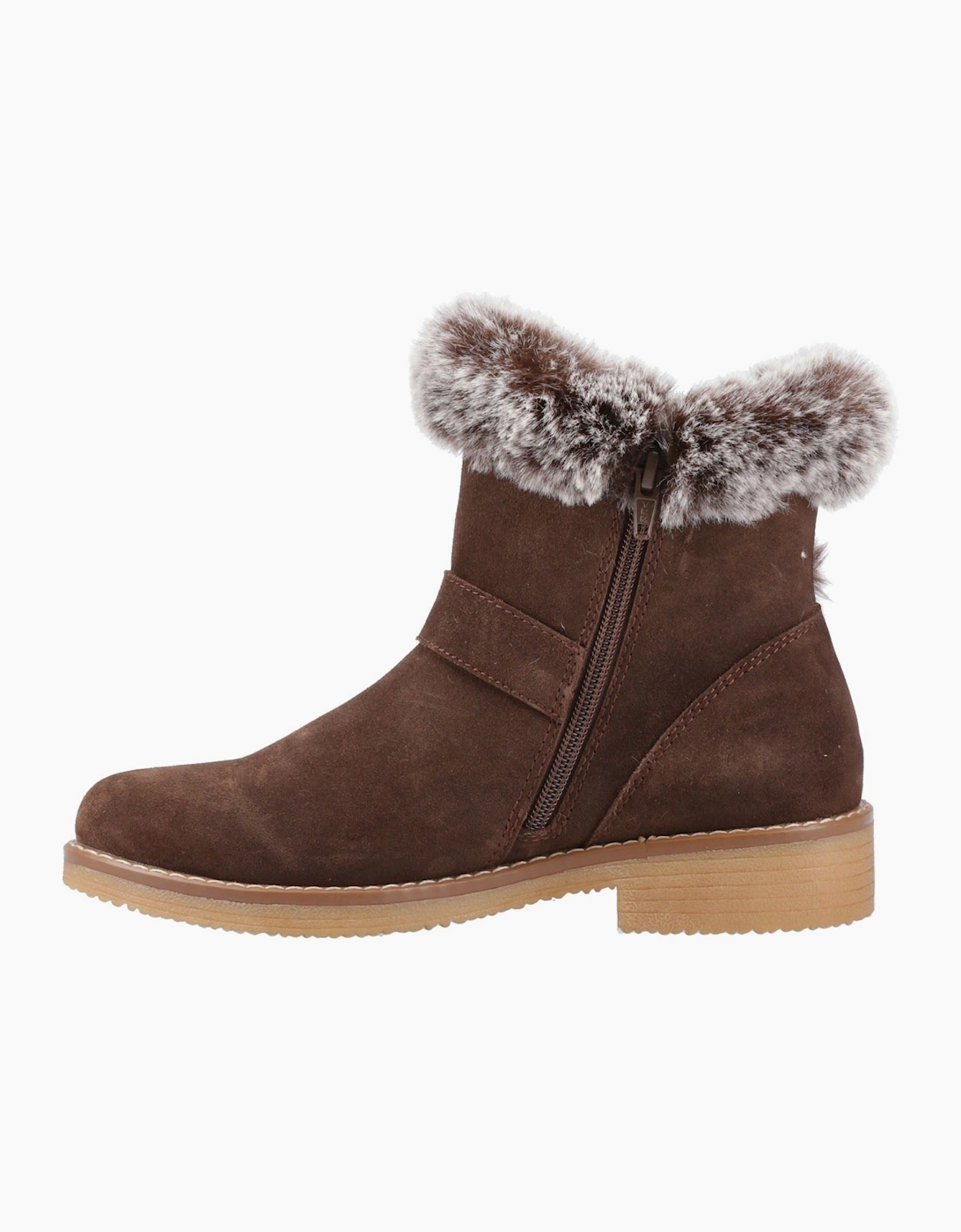 Hush Puppies Hannah Suede Women's Chocolate Wide Fit Winter Ankle Boots