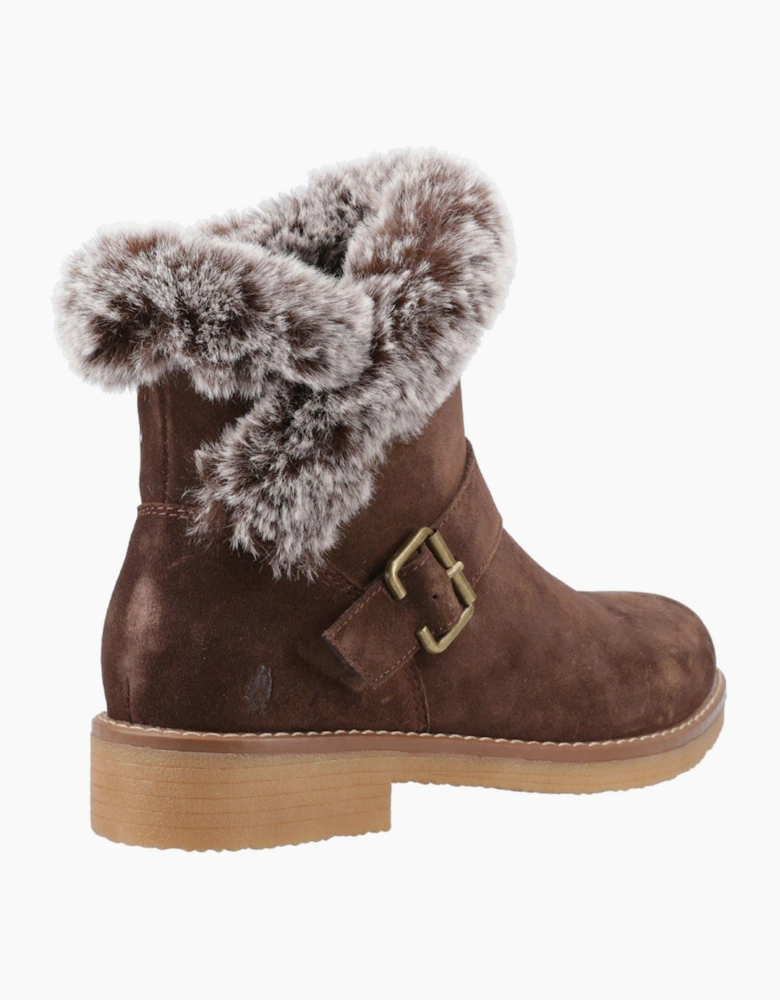 Hush Puppies Hannah Suede Women's Chocolate Wide Fit Winter Ankle Boots