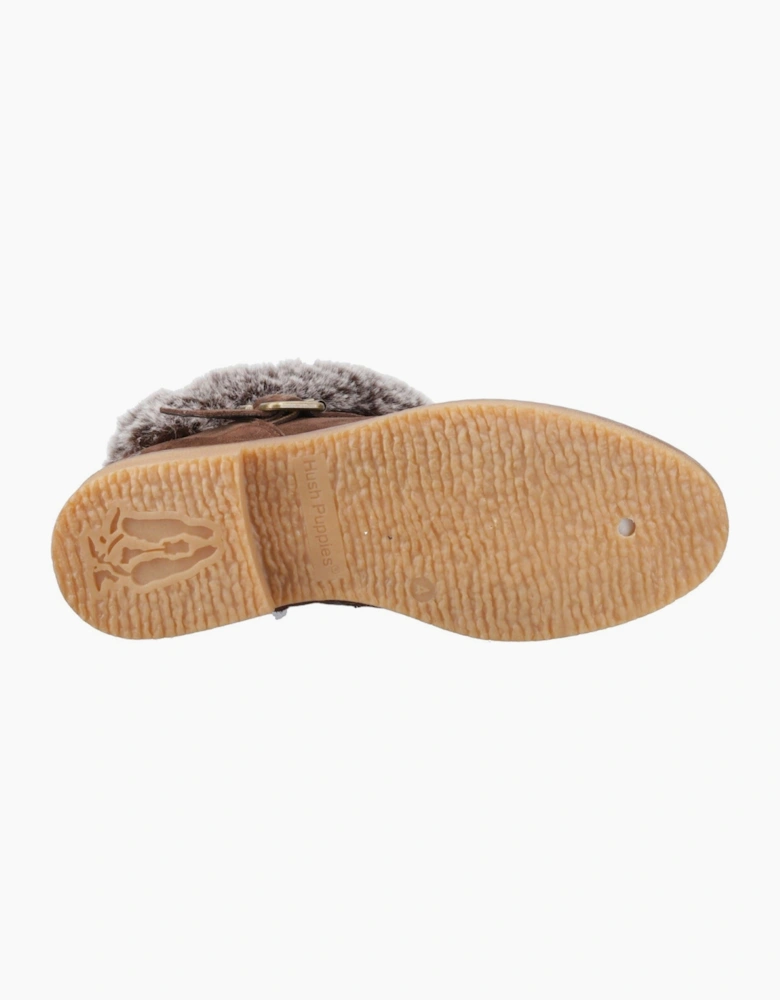 Hush Puppies Hannah Suede Women's Chocolate Wide Fit Winter Ankle Boots
