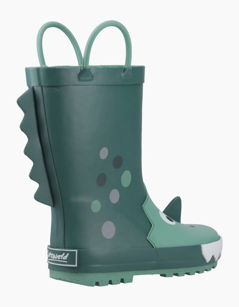 Cotswold Puddle 3D Rubber Kids Green Wellington Boots