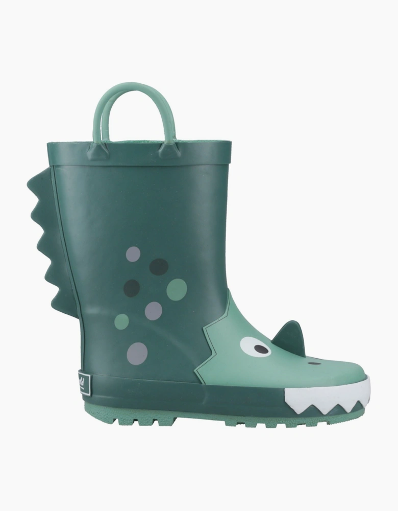 Cotswold Puddle 3D Rubber Kids Green Wellington Boots