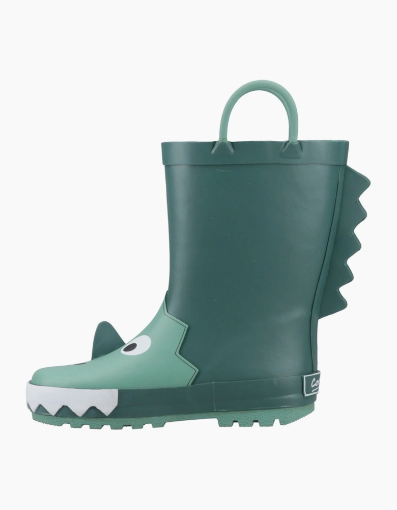 Cotswold Puddle 3D Rubber Kids Green Wellington Boots