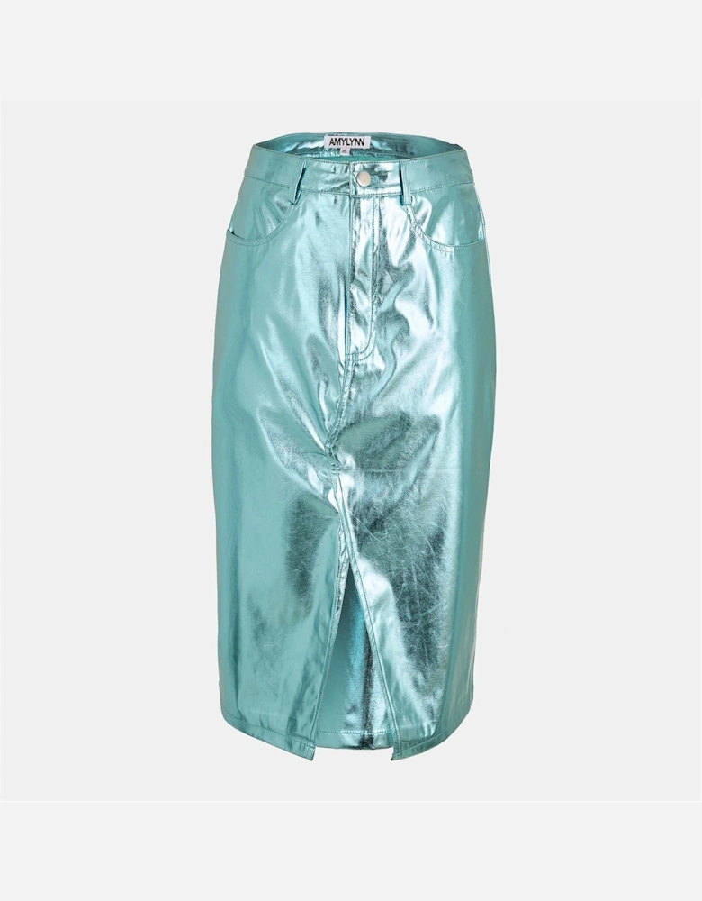 Metallic Midi Pencil Skirt