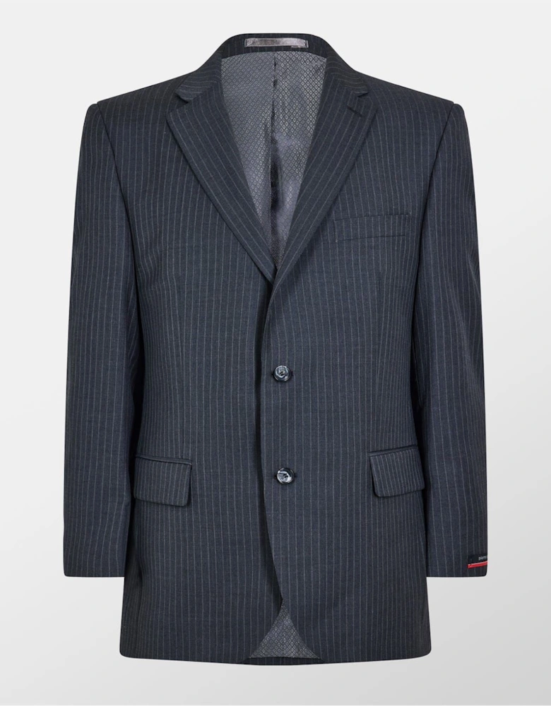 Striped Suit Jacket with Double Flap Pockets